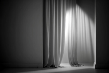 White curtains curtains with lights. Generative AI