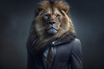 Lion in a bussines suit AI generated