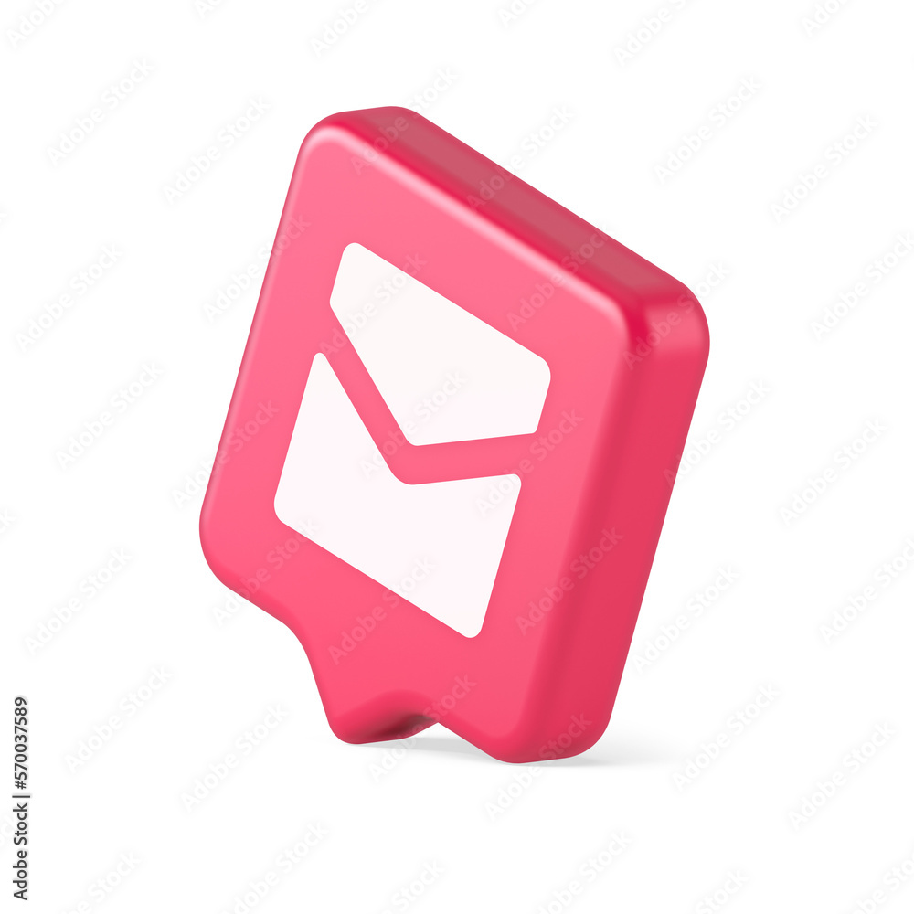 Poster email letter incoming message closed envelope mobile application button 3d realistic speech bubble i