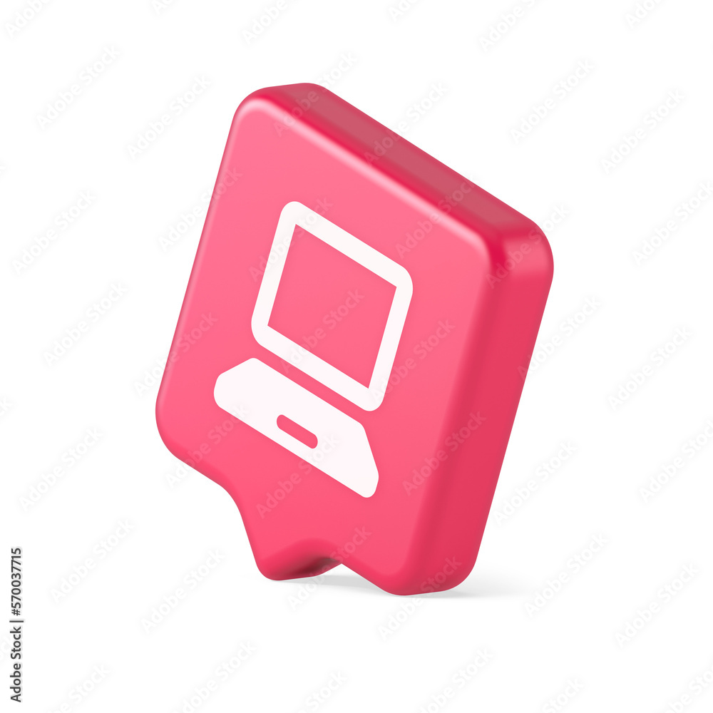 Poster computer network connection button digital information browsing 3d realistic speech bubble icon