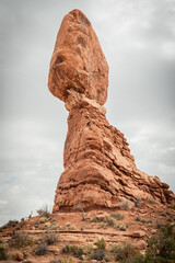 Hoodoo on a cloudy day in Arches National Park Utah