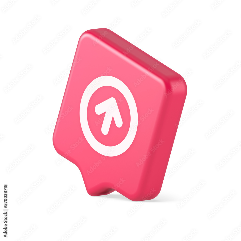 Poster up arrow round border button cyberspace navigation pointer 3d realistic speech bubble icon