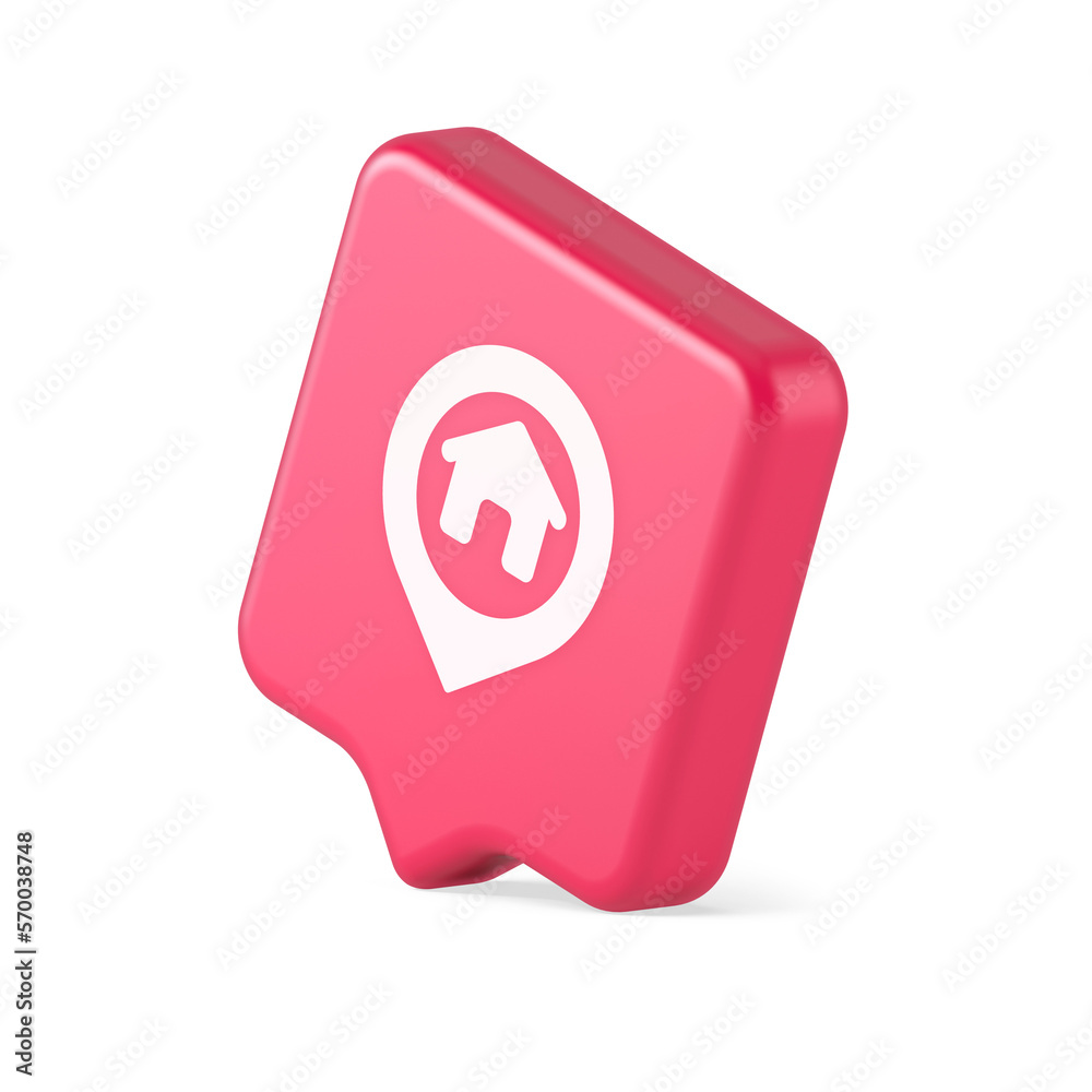 Poster house map pin location button navigation panel web app gps network pointer 3d realistic speech bubbl