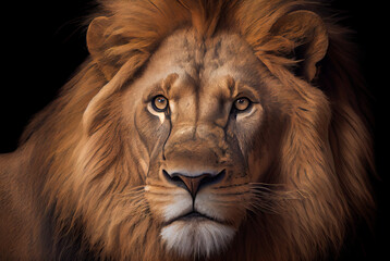 Fototapeta premium Lion king portrait created with AI