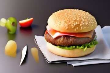 hamburger on a napkin