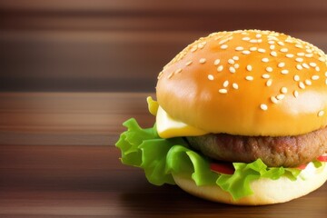 hamburger on a wooden background