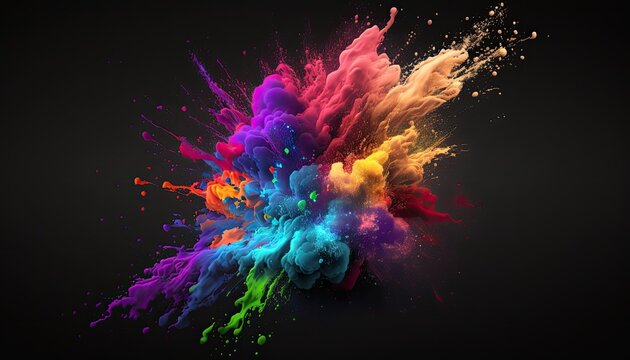 Abstract digital design with vivid liquid colors and splashes on a darker background © Kevin