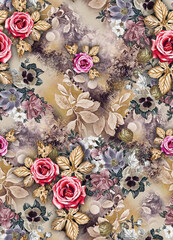 seamless flower design with  digital ground