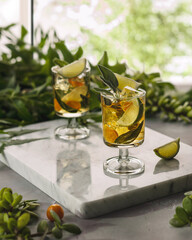 cocktail with lime and sage