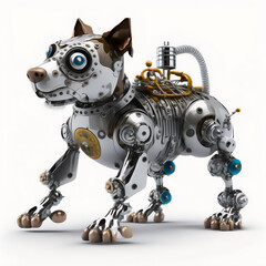 Eye-catching robot dog illustration in white background