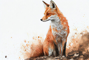 Watercolor fox created with AI