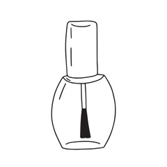 Vector gel polish glass bottle doodle illustration. Hand drawn glass bottle with nail gel polish