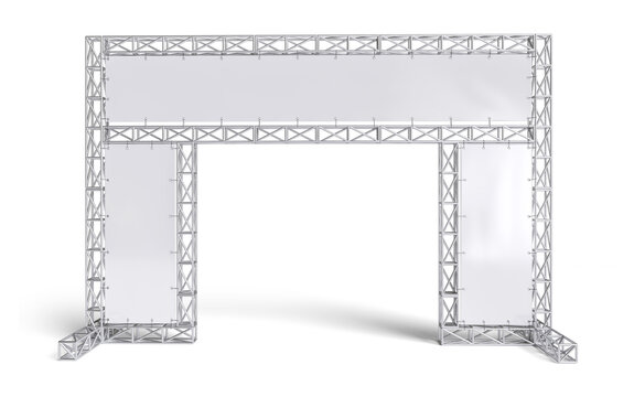 Outdoor banner with truss system in 3d render