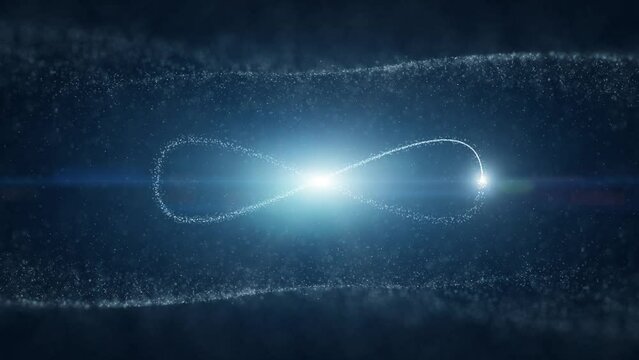 Futuristic glowing dotted infinite symbol loop animation