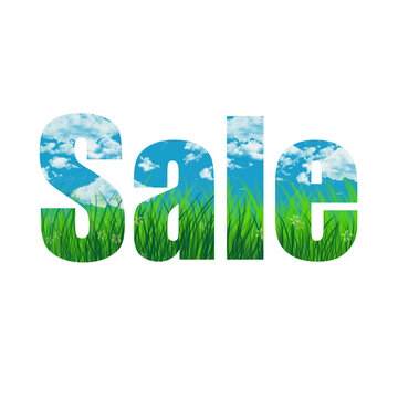 Sale - Sky and grass lettering - image, shop, mall, commercial message, sale, promotions, advertising campaign,