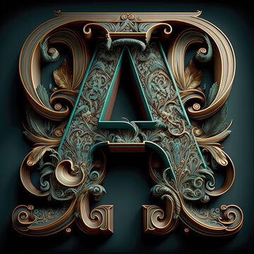 gold metal ornament in a letter A shape