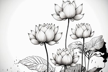 Lotus flower drawing 3 -Illustration 