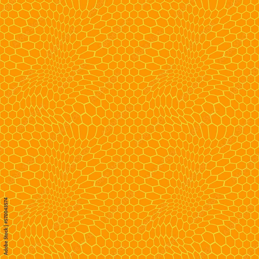 Leinwandbilder vector hexagon grid. honeycomb tecture on yellow background. geometric illustration. liquid wavy net