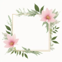 Fototapeta premium collage of photos with flowers and leaves on them, a white frame with leaves and flowers on it, ai generated