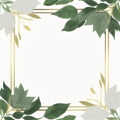 Fototapeta premium a white background frame with green leaves ai generated