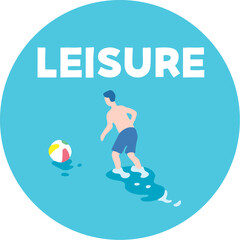 アイコン_夏_海でビーチボールを追いかける_leisure