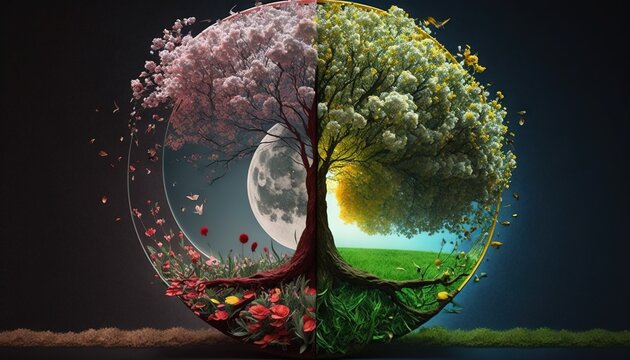 Fantasy world nature illustration generative ai