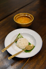 Delicious Thai chicken curry served with rice