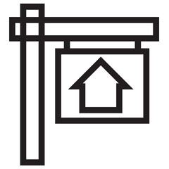 vector illustration of location signpost icon design. black and white color line style.