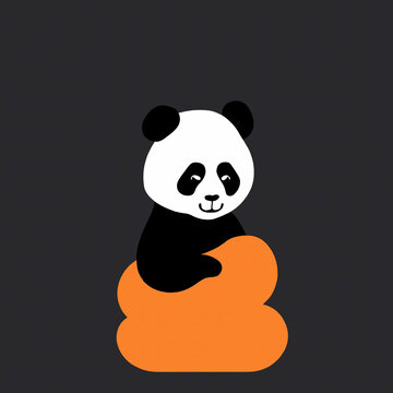 Panda silhouette illustrations.Generative AI