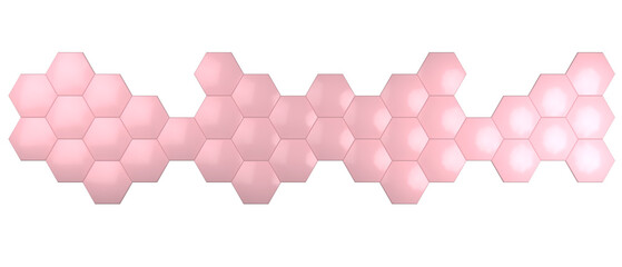 Pink Plastic, 3D Hexagonal Background for Dynamic Designs. 3d render illustration on transparent