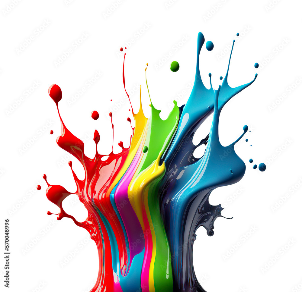 Wall mural rainbow paint splash. colorful isolated design element on the transparent background. generative ai.