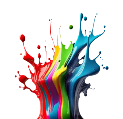 Rolgordijnen Rainbow paint splash. Colorful isolated design element on the transparent background. Generative AI. © KsanaGraphica