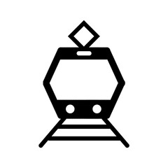 Tram icon isolated on white background. Transport icon. Black tram pictogram.