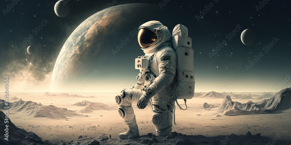 Wall mural Astronaut at a far planet