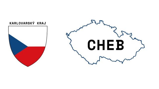 Cheb: Illustration mit dem Ortsnamen der tschechischen Stadt Cheb in der Region Karlovarský Kraj