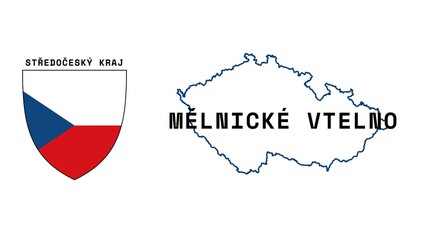 Mělnické Vtelno: Illustration mit dem Ortsnamen der tschechischen Stadt Mělnické Vtelno in der Region Středočeský Kraj