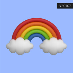 Rainbow 3d vector cartoon icon