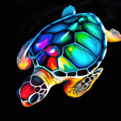  Turtle in Rainbow Iridescence Colors