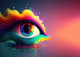 abstract colourful  eye background with rainbow