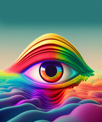 abstract rainbow eye background, generative ai	
