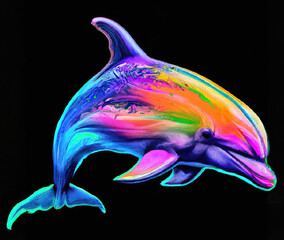 Dolphin in Rainbow Iridescence Colors