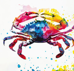 Crab in Rainbow Iridescence Colors