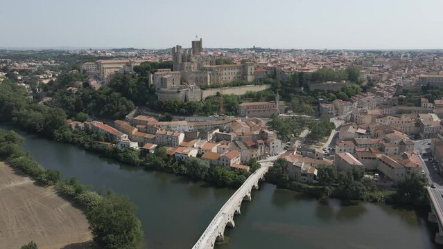 Aerial view of Beziers old town, Herault, France.