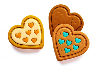 Biscuits Isolated on White Chocolate Heartshaped Cookies Isolated on White Background