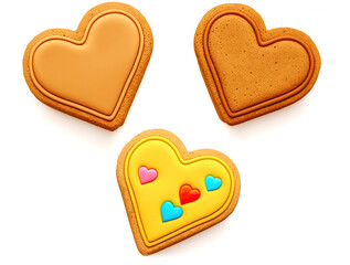 Biscuits Isolated on White Chocolate Heartshaped Cookies Isolated on White Background