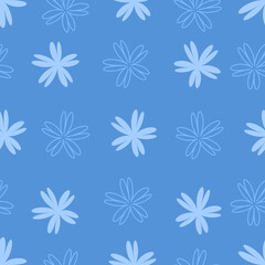 Spring flower blue pattern in paper cut style