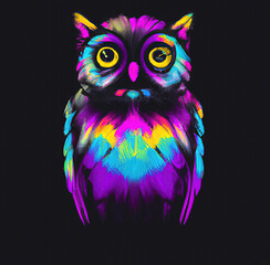 Owl in Rainbow Iridescence Colors