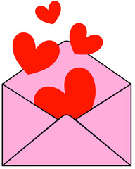 High-Resolution Valentine's Day Envelope Filled With Harts With Clear Background