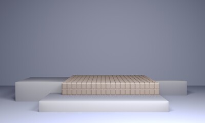 3d background product display podium scene. background 3d render with rectangular stage for showcase. Mockup product display. 3D illustration. podiums for product design. Luxury stand product.