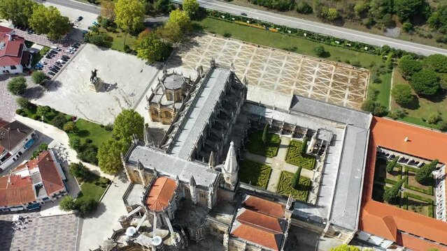 Aerial view of Batalha monastery in Leira district, Portugal.